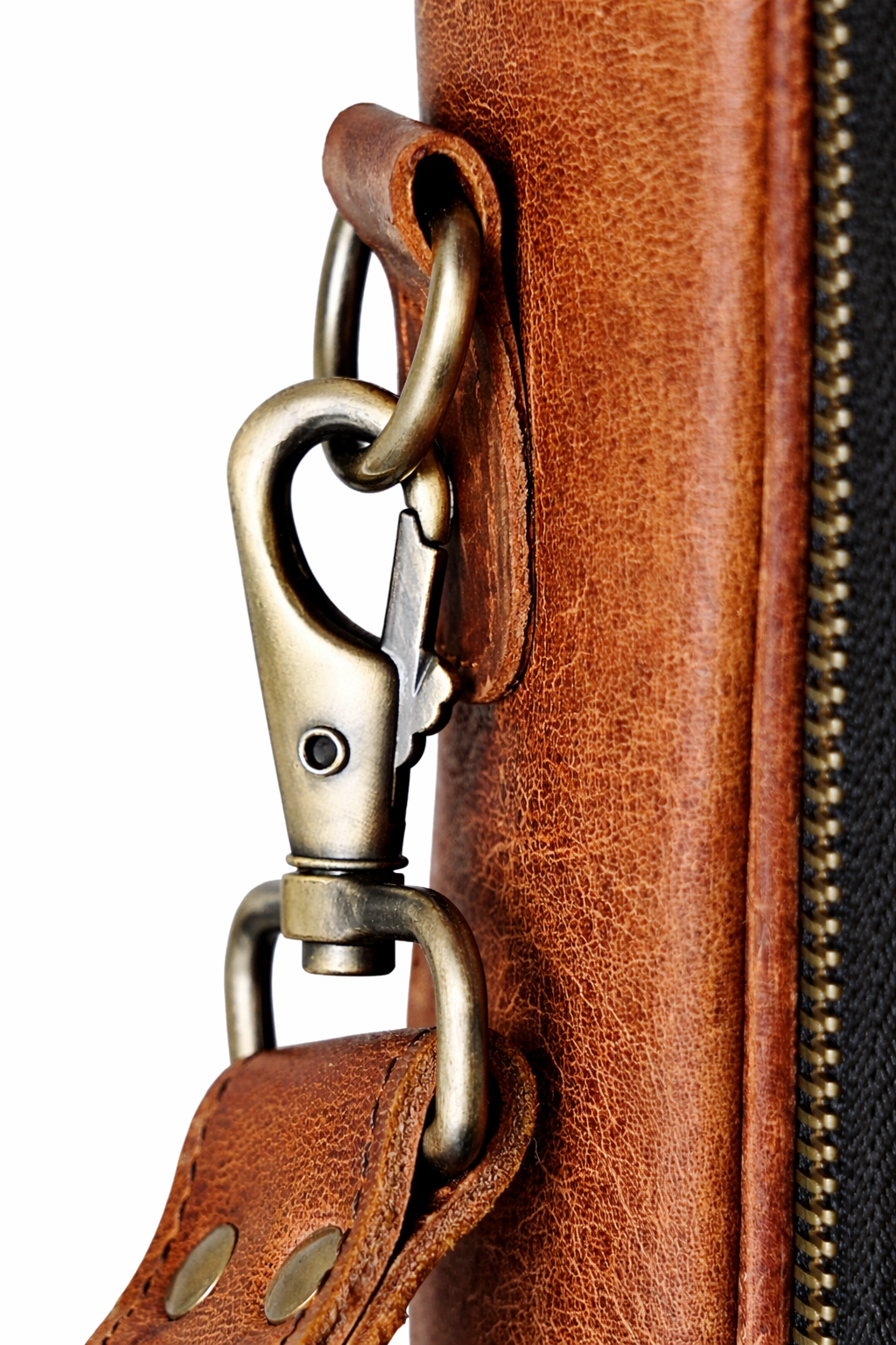 Vintage Brown Leather Multi-Pocket Briefcase