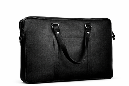 Black Leather Multi-Pocket Briefcase