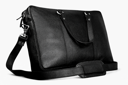 Black Leather Multi-Pocket Briefcase